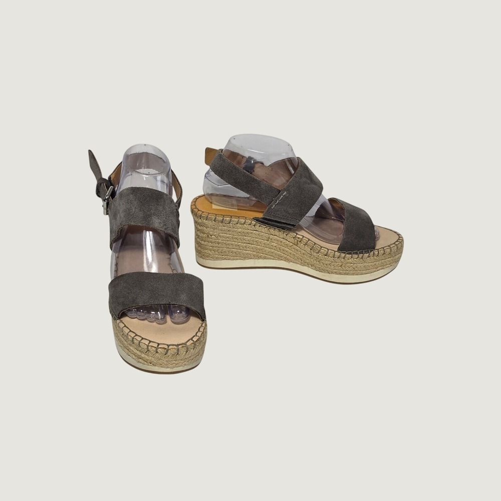 Dolce Vita Mauri Gray Suede Espadrille Wedge Sandals Womens 9.5 Platform Boho